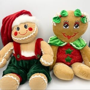 Dan Dee Gingerbread Boy & Girl Plush Set Christmas Holiday‎